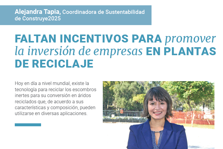 Alejandra Tapia: “Faltan incentivos para promover la inversión de empresas en plantas de reciclaje”